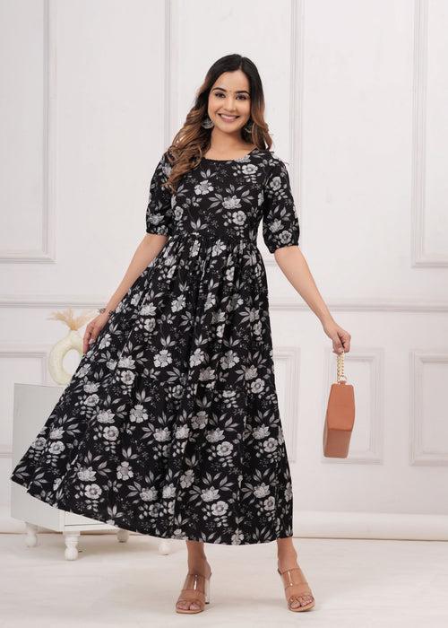 Designer Black Cotton Anarkali Kurta