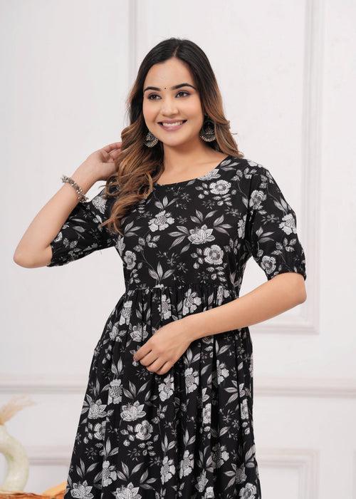 Designer Black Cotton Anarkali Kurta