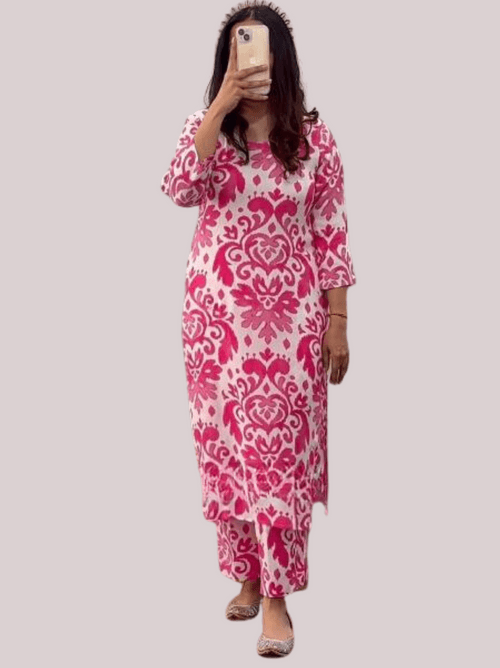 Designer Pink Floral Coord Set