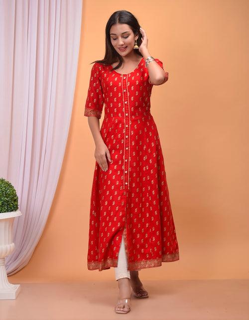 Designer Red Long Anarkali Kurti