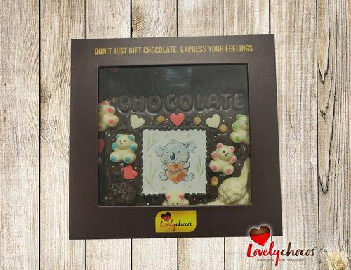 Personalized chocolate gift with short message.