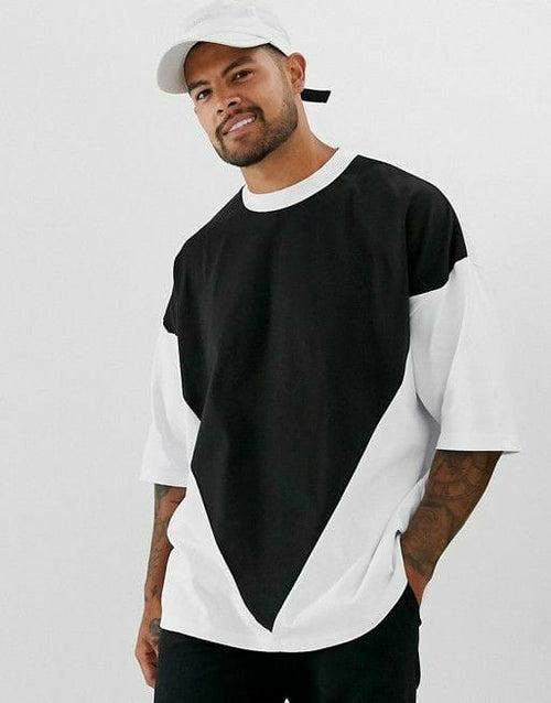 Hiphop Style Big V Panel Tshirt Available