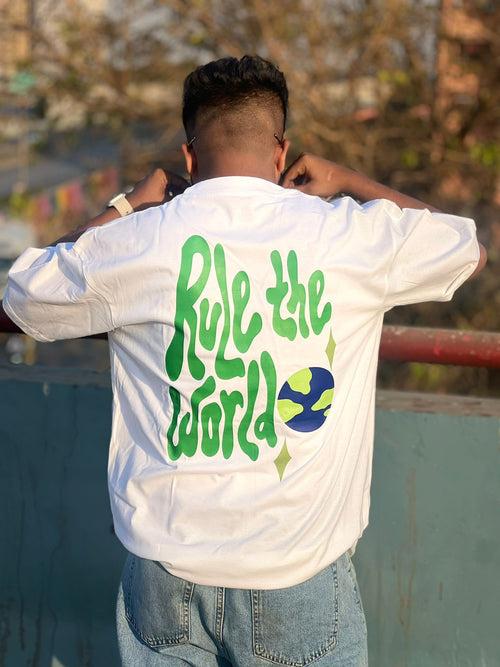 Rule The World White Cotton Oversized T-shirt