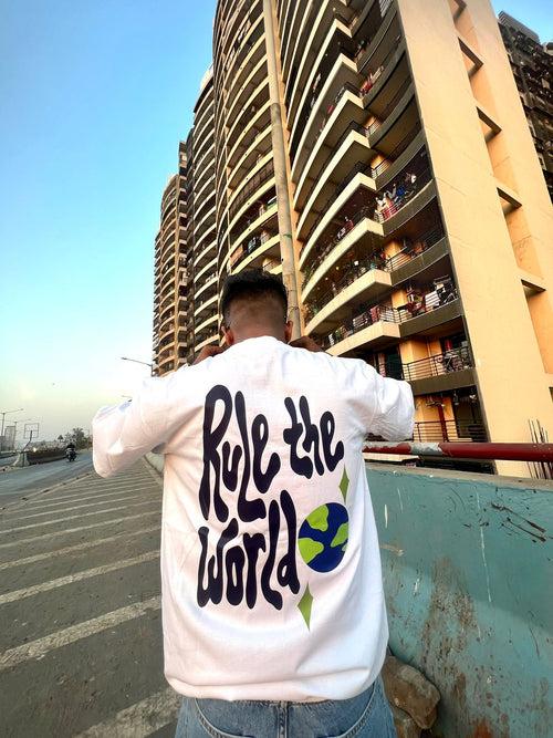 Rule The World White Cotton Oversized T-shirt
