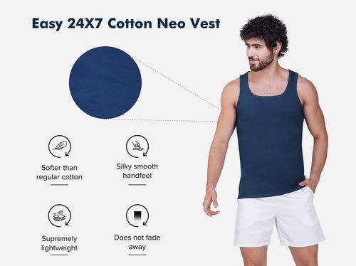 Easy 24X7 Cotton Neo Vest (Pack of 3)