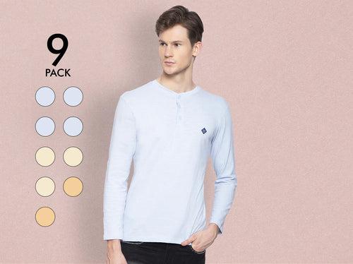 Easy 24X7 Cotton Slub Henley (Pack of 9)