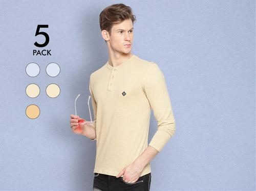 Easy 24X7 Cotton Slub Henley (Pack of 5)