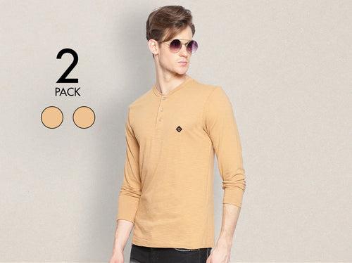 Easy 24X7 Cotton Slub Henley (Pack of 2)