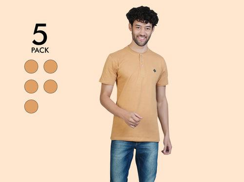 Easy 24X7 Cotton Half Sleeve Henley (Pack of 5)