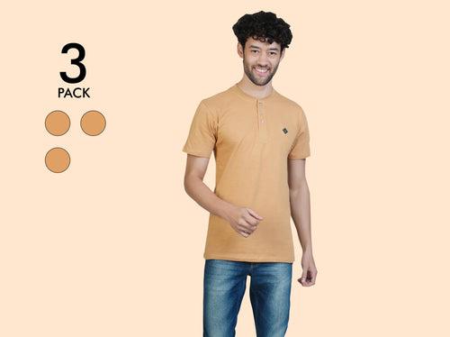 Easy 24X7 Cotton Half Sleeve Henley (Pack of 3)