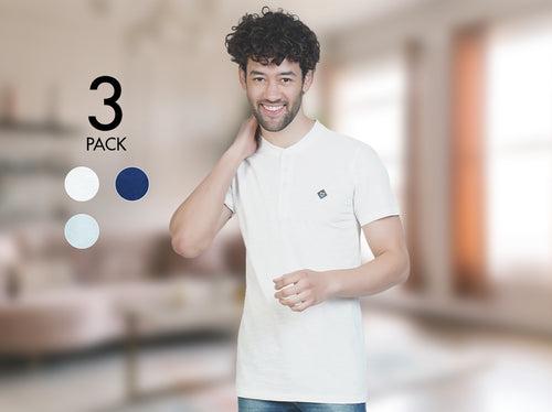 Easy 24X7 Cotton Half Sleeve Henley (Pack of 3)