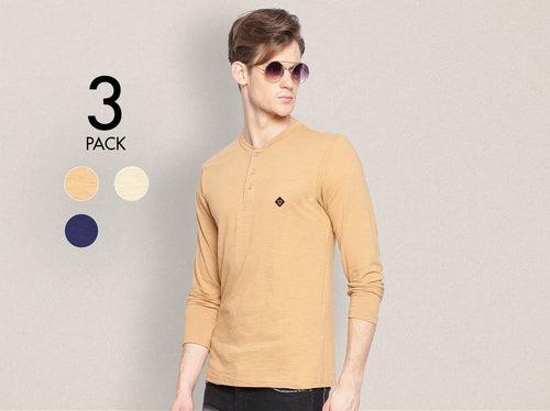 Easy 24X7 Cotton Slub Henley (Pack of 3)