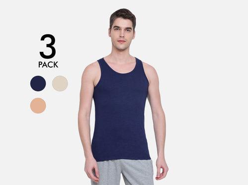 Easy 24X7 Cotton Slub Vest (Pack of 3)