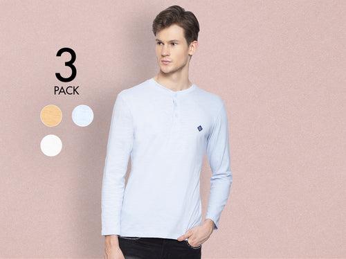 Easy 24X7 Cotton Slub Henley (Pack of 3)