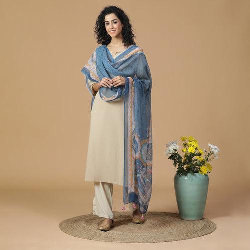 Kaalika: Meadow Printed Cotton Silk Dupatta