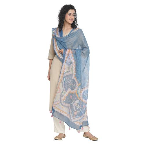 Kaalika: Meadow Printed Cotton Silk Dupatta