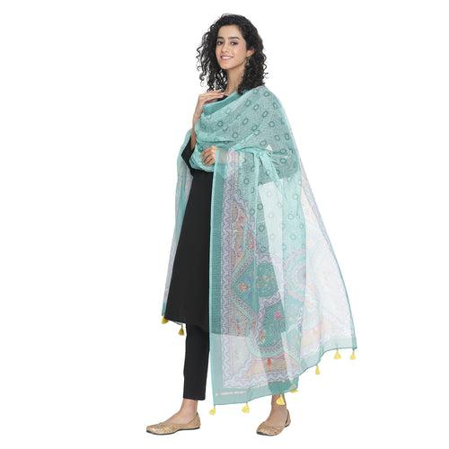 Kaalika: Meadow Printed Cotton Silk Dupatta