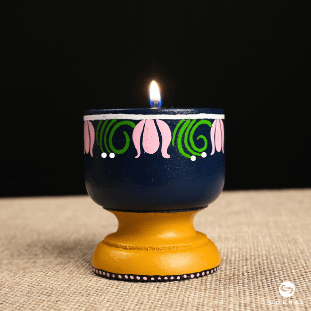 Handcrafted and Painted Pichwai Motifs Tealight Candle Holders | Coshal | DP04