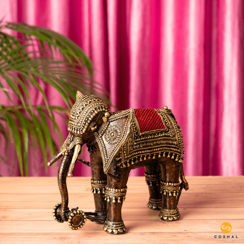 Brass Dhokra Handcrafted Elephant | Coshal | CD90