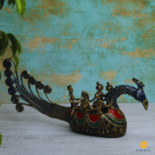 Handmade Dhokra Peacock Boat | Best for table decor | Bastar Dhokra Art | Coshal | CD63