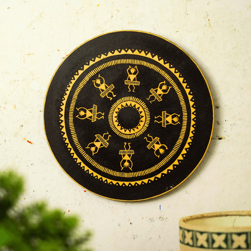 Warli Hand-Painted Wall Plate | Artistic Home and Office Decor from Maharastra | Coshal | S10