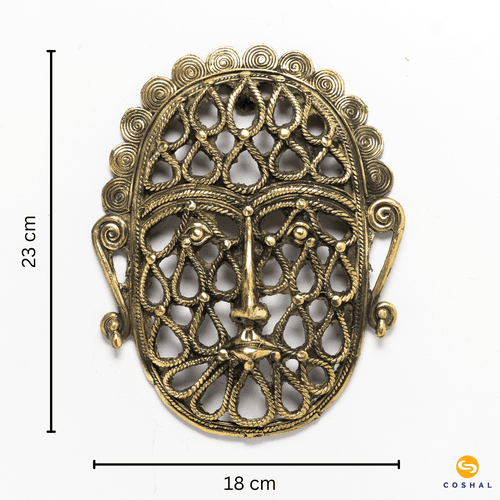 Metal Mask | Dhokra Brass Decor | Wall hanging Statue and Sculptures | Best for wall hanging | Coshal | CD18