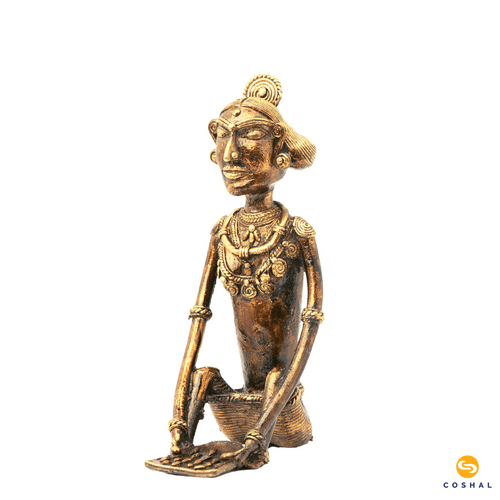 Tribal Women (Madin) | Dhokra Brass Art | Best used as showpiece | Coshal | CD20