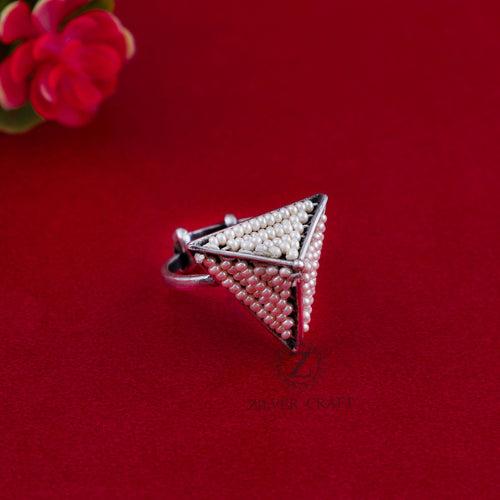 Pyramid Pearl Ring