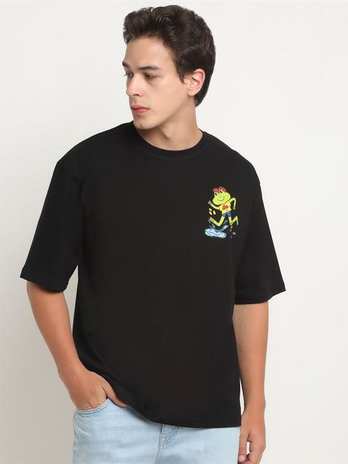 Hop Into Nature - Black Oversized T-Shirt