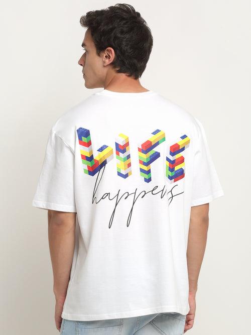 Life Happens - White Oversized T-Shirt