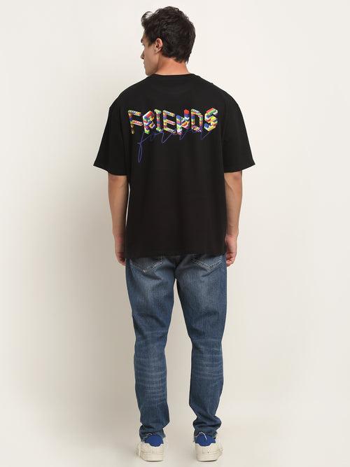 Friends Forever Blue Cursive Oversized T-Shirt