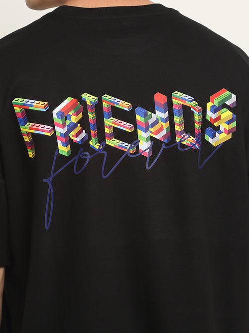 Friends Forever Blue Cursive Oversized T-Shirt