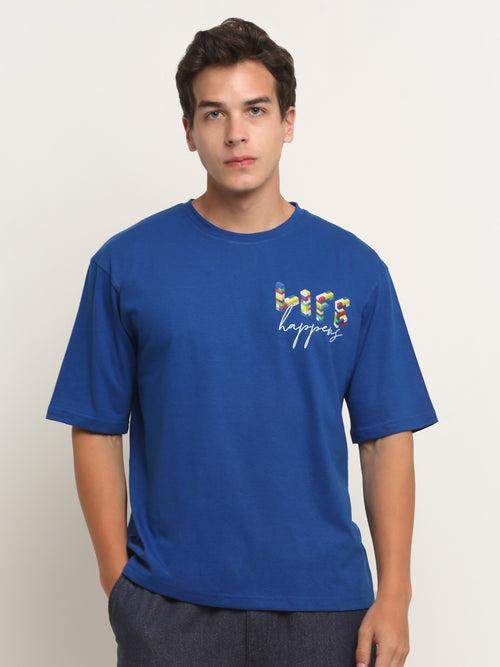 Life Happens - Blue Oversized T-Shirt