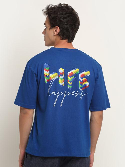 Life Happens - Blue Oversized T-Shirt