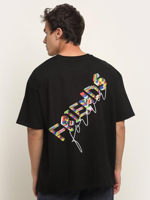 Friends Forever Diagonal Back Print Oversized T-Shirt