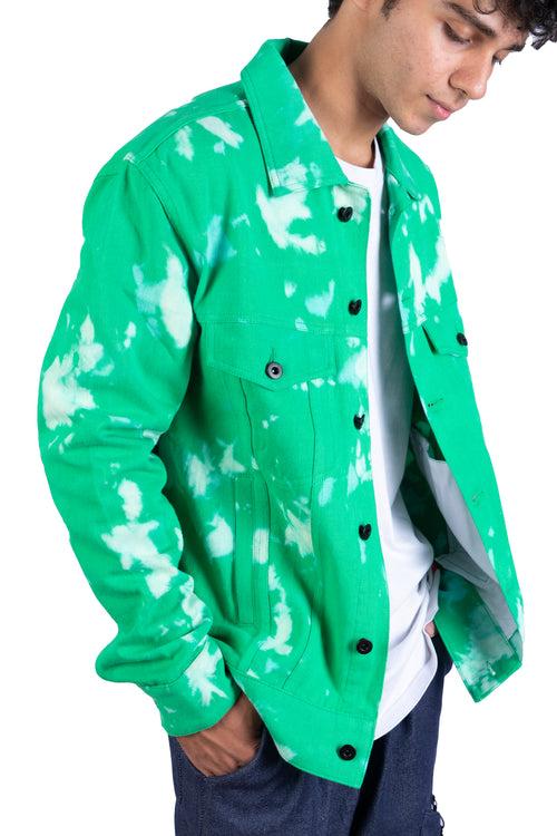 Green Tie Dye Denim Jacket