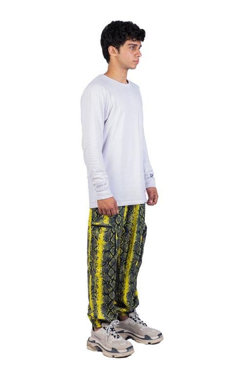 Lime Python Techno Trousers