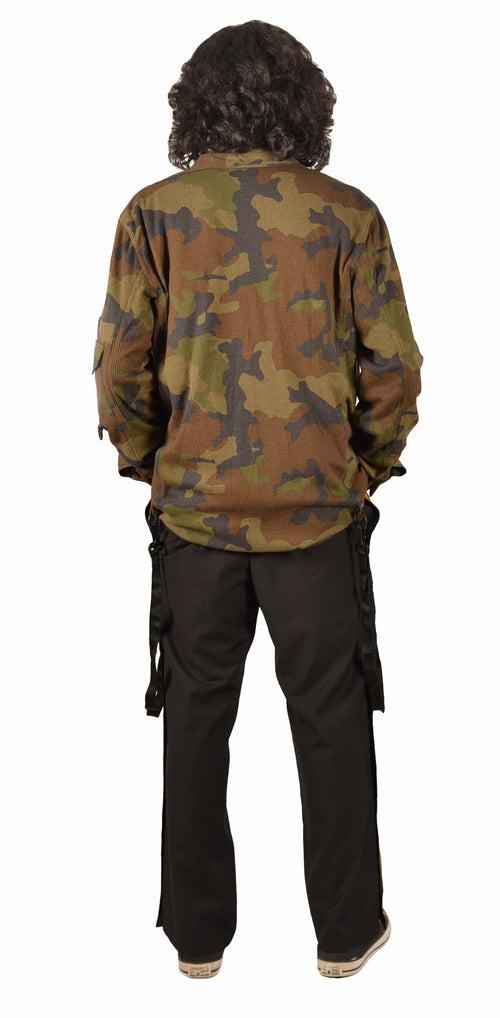 Textured Camoflage Print Hooded Jackets With Straps