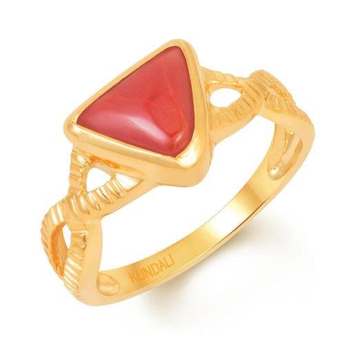 Spiral Coral (Moonga) gold ring