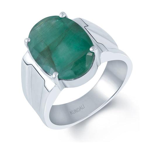 Roman Emerald (Panna) silver ring