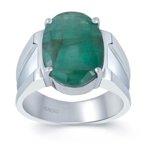 Roman Emerald (Panna) silver ring