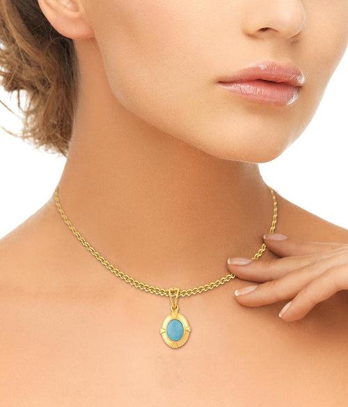 Passion Turquoise (Firoza) gold pendant