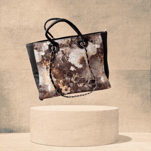 Brown Floral Handbag
