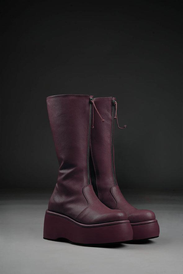 Pluto Low Platform Boots in Burgundy