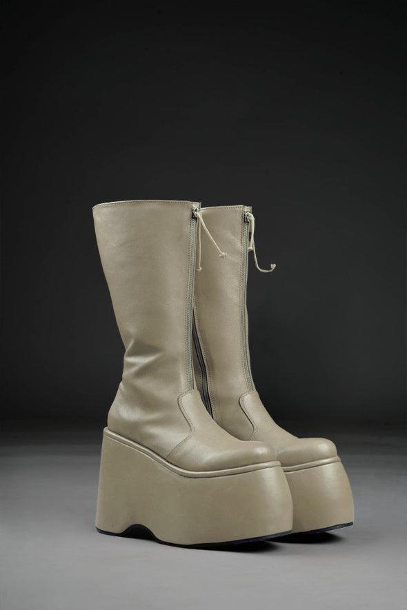 Pluto High Platform Boots in Ecru