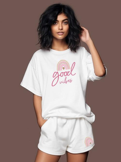 Good Vibes Cotton Girls T Shirt and Short Set