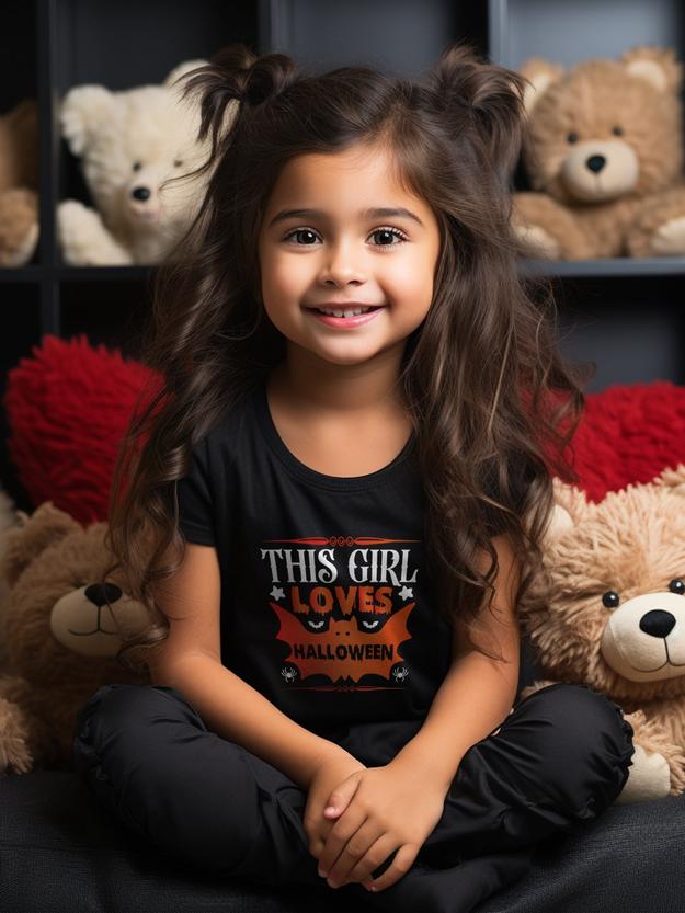 This Girl Loves Halloween Kids T Shirt