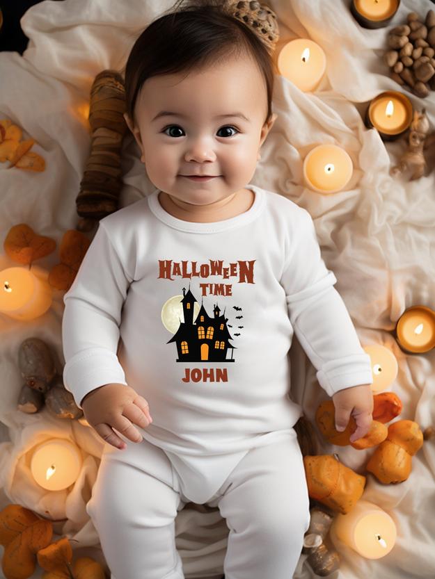 Halloween Time Baby Romper | Onesies w/ Custom Name