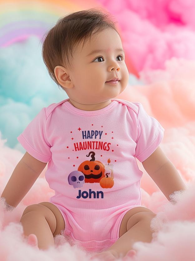 Happy Hauntings Baby Romper | Onesies w/ Custom Name