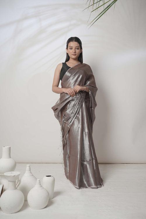 Bhavya | Pastel Coffee Handloom Tissue saree